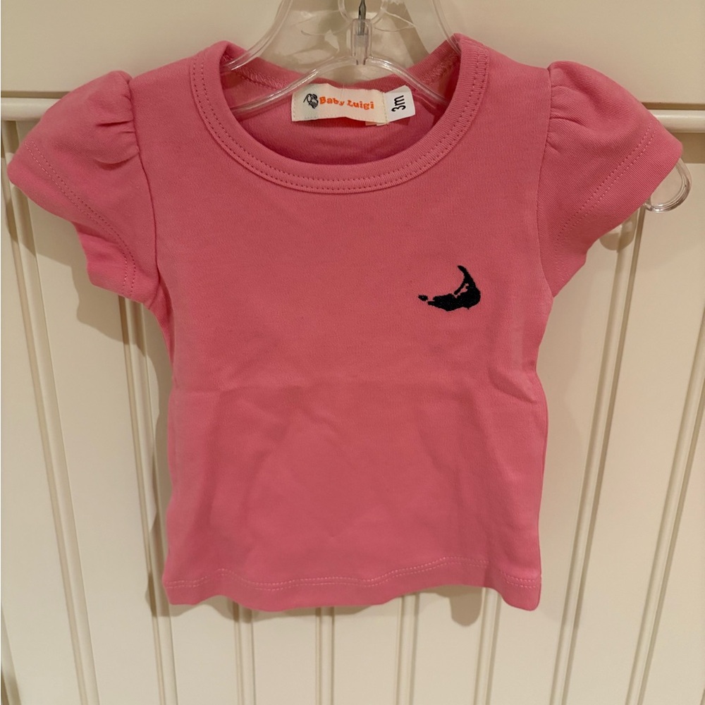 Pink Short Sleeve Tee with Embroidered Nantucket island